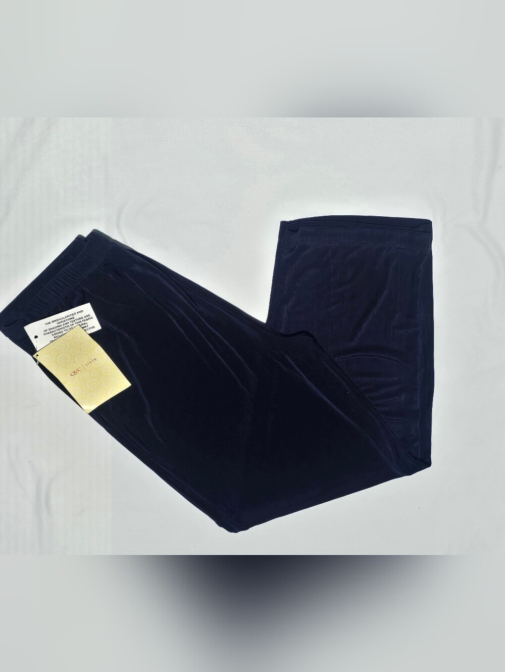 NWT Citiknits QVC Navy Slinky Knit Elastic Waist Straight  Leg Pants L Office